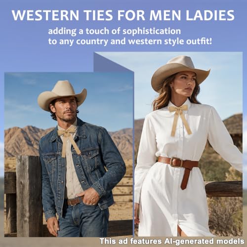 Image of LJBFNN Western Ties for Men Women, Black Clip on Ribbon Bow Tie, Pre-Tied Colonel String Tie for Party Shirt Uniform Wedding