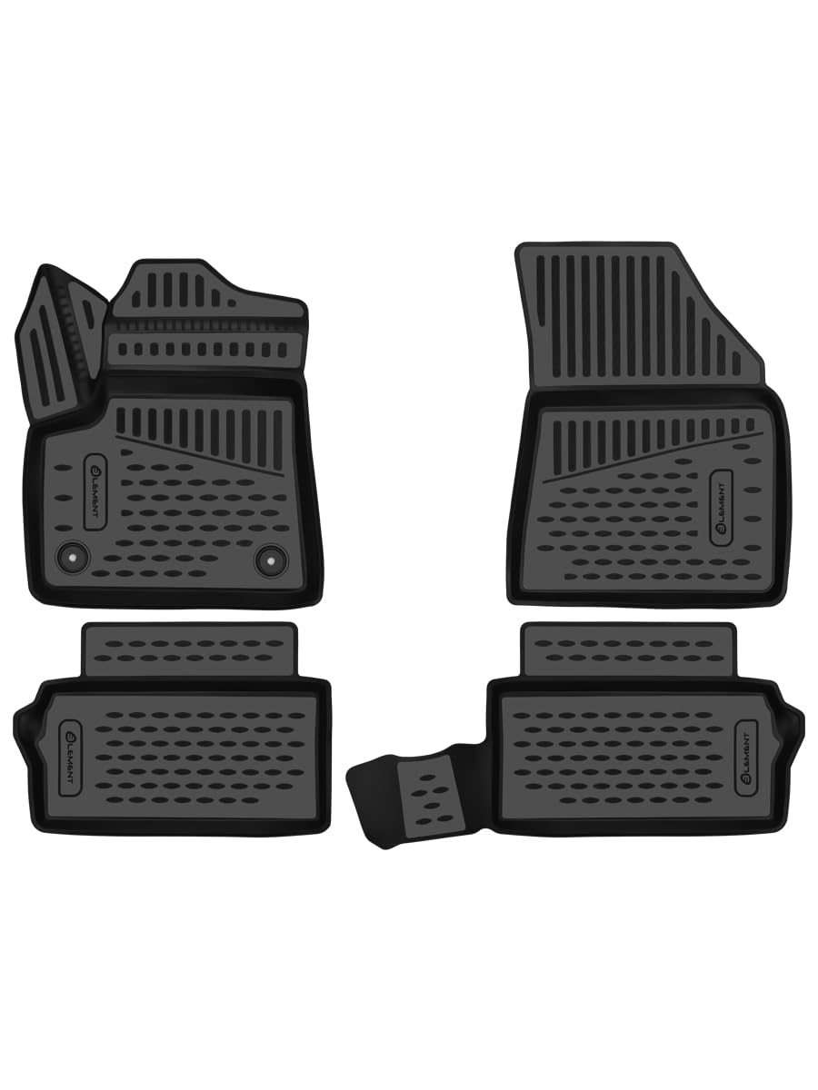 Element Set di tappetini in gomma 3D adatti per Fiat Grande Panda, anno di costruzione 2025, elettrici, 100% su misura, tappetini in gomma auto, tappetini in gomma per auto