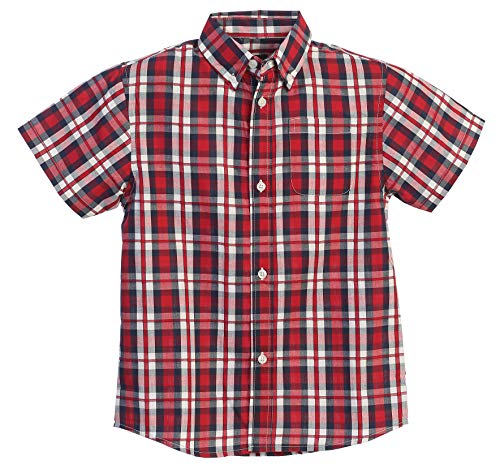 Image of Gioberti Boys Casual Plaid Checked Short Sleeve Button Down Shirt