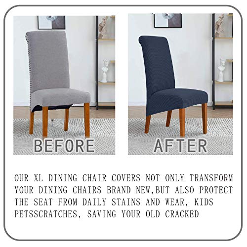 Deisy Dee Stretch Xl/Oversized Soft Spandex Extra Large Dining Room Chair Covers For Kitchen Dining，Removable Washable Chair Protectors Slipcovers (Navy, 2) #TOP2