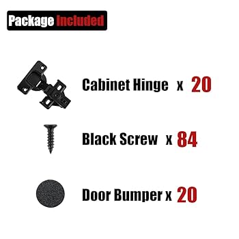 JQK Cabinet Door Hinges Black, 1/2