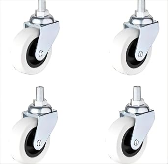 HTS 322 Dönerli Vidalı Mobilya Tekerleği 52 mm - 35 kg Taşıma Kapasiteli PVC-PP İç Mekan Sehpa ve Ofis Tekeri, 3/8 İnç Vida Çapı - 4 Adet