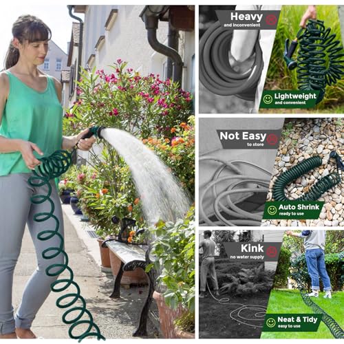 Image of Coil Hose 75FT EVA Coil Garden Hose With 3 /4'' Brass Connector