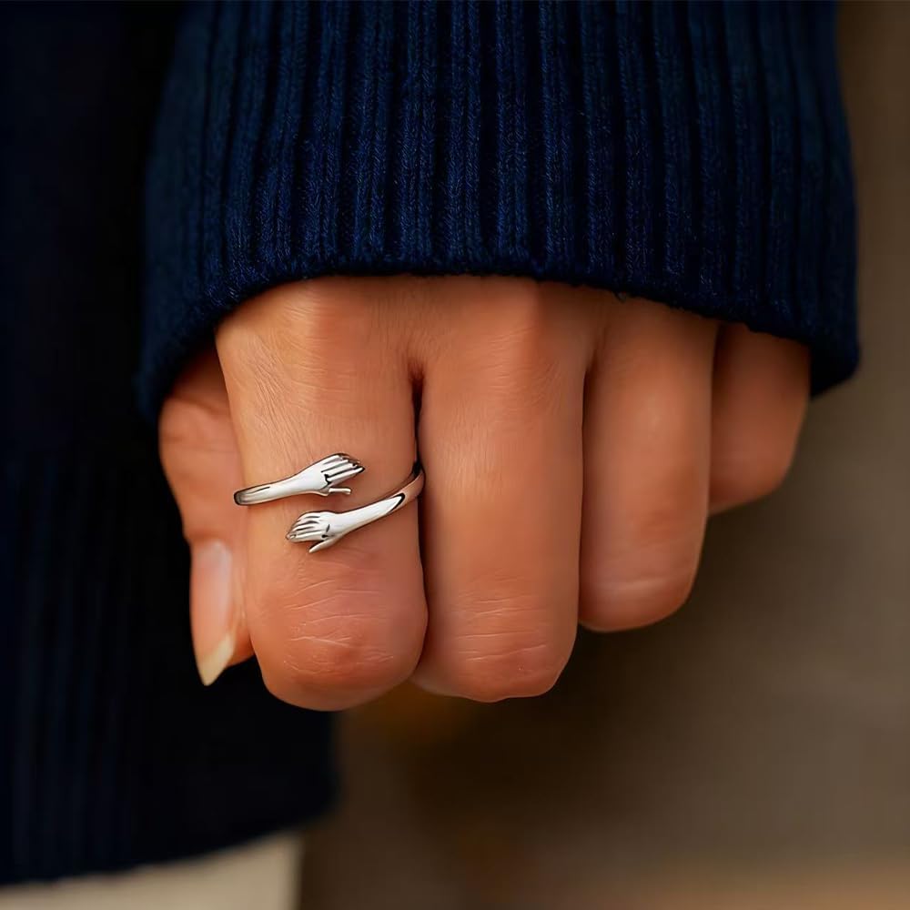 Granddaughter Hug Ring For Hope Rings, Inspirational Stainless Steel Engarved With “Always With You” Message Adjustable Ring for Women Non Tarnish Jewelry Gift for Her Birthday Christmas - Image 4