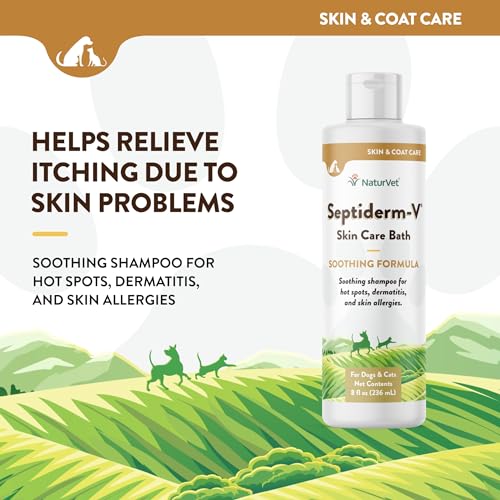 Image of NaturVet Septiderm-V Skin Care Bath Wash for Dogs & Cats - Pet Health Supplement for Dermatitis, Dog Skin Allergies, Itching, Hot Spots - Pet Shampoo, Grooming Aid - 8 Oz.