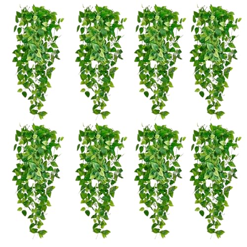 Fake Hanging Plants Vines(8pcs)for Room Decor, Artificial Ivy Greenery Garlands