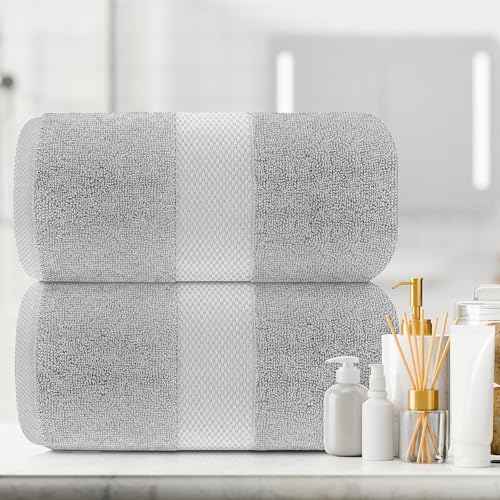 Image of White Classic Luxury Bath Sheets Towels for Adults Extra Large | Highly Absorbent Hotel Collection | 35x70 Inch | 2 Pack (Dolphin Gray)