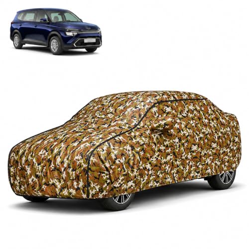 Image of Kerwa Waterproof All-Weather Resistant Car Cover Compatible with Tata Altroz UV Protection Scratch Proof Soft Cotton Inner Layer Triple Stitched Elastic Bottom with Mirror Pockets (Army)