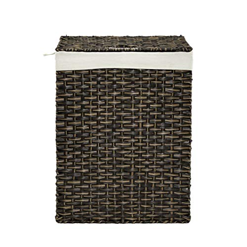 Seville Classics Premium Hand Woven Portable Laundry Bin Basket With Built-In Handles, Household Storage For Clothes, Linens, Sheets, Toys, Mocha Brown, Rectangular Hamper #TOP7