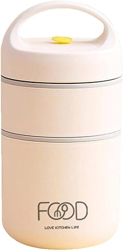 Lonchera apilable, alimentos, contenedores de almuerzo aislados al vacío de doble pared de 2 niveles, lonchera térmica de acero inoxidable,