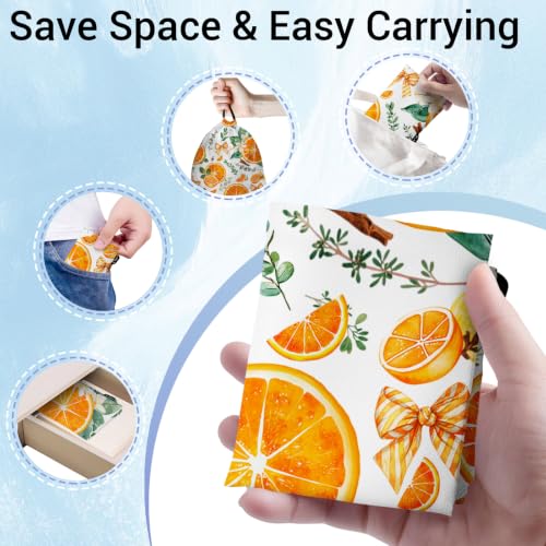 Image of Orange Fruit Drawstring Storage Bag Lightweight Gym Pouch for Dance Classes Shoes Headphones
