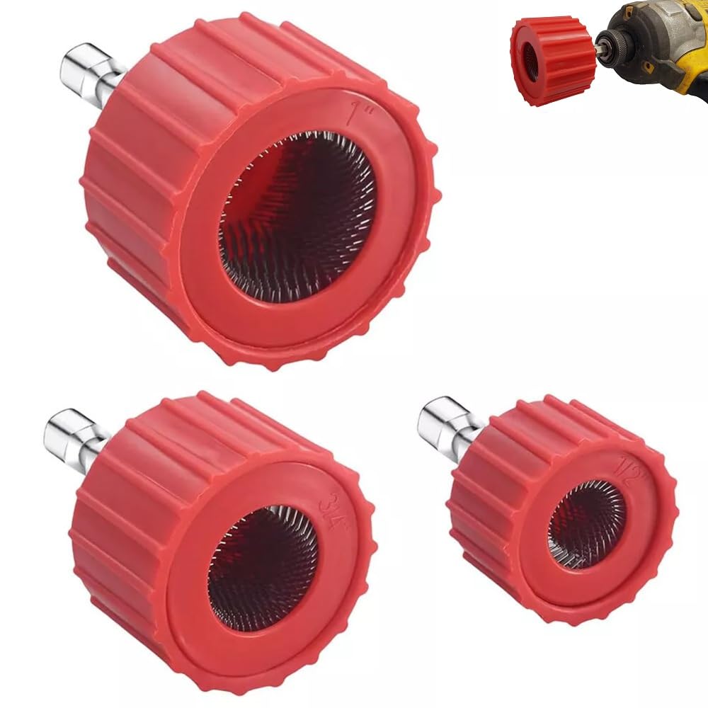 3 Pcs Copper Pipe Cleaners Brush for Drill/Driver- 15mm 22mm 28mm Plumbing Tools Solder- Hex bit, Handy Sized Plumber Outer Cleaning Brush