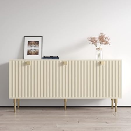 Meble Furniture Modern Sideboard - Rectangular Storage Table with 3 Doors & 2 Drawers - Magnolia, 29.7"H x 63"W x 15.7"D