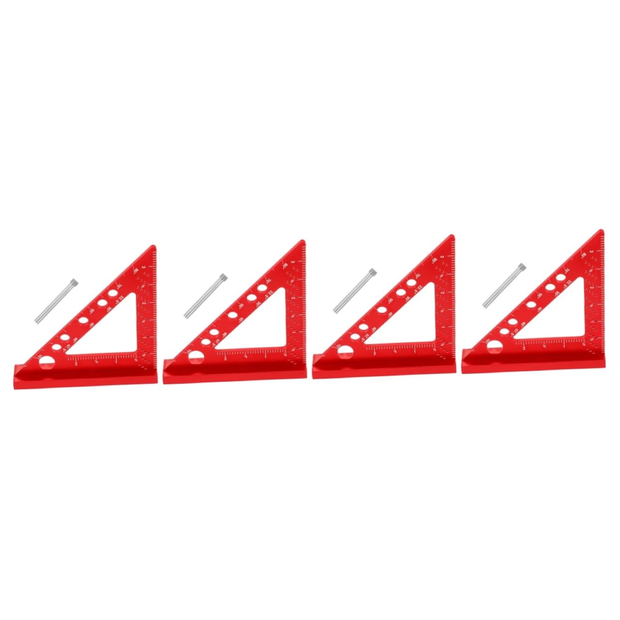 SHINEOFI 4 Pezzi Funzionamento del righello angolo retto attrezzo Carpenter Measuring sportore quadrato righello di misurazione strumenti di misura Carpenter Ruler alluminio rosso