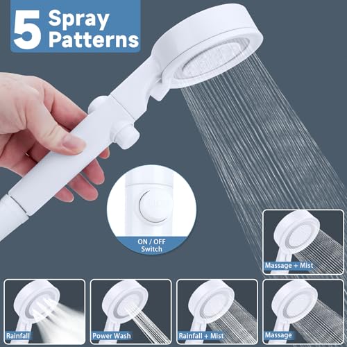RV Shower Head with Hose, 5+1 Mode High Pressure Shower Head Replacement with On/Off Switch, Water Saving Motorhome Shower Head, Shower Head for RV/Campervan, Caravan by XFIRE-GEAR - Image 2