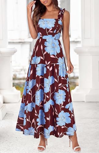 Image of BTFBM Dresses for Women Summer 2026 Formal Sleeveless Smocked Floral Long Wedding Guest Dress Party Spring