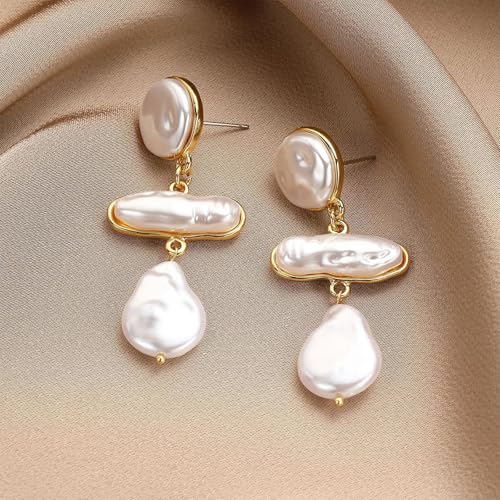 HETICA Baroque Pearl Earrings for Women - Large Teardrop Drop Statement Dangle Earring, Fashion Bridal Wedding Gift2