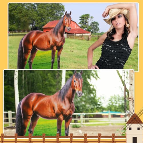 Image of Marsui 6.3 ft Horse Cardboard Cutout Horse Racing Party Decorations Derby Day Decor Stand up Life Size Western Party Photo Booth Props for Derby Day Rodeo Farm Theme Events Supplies Decor