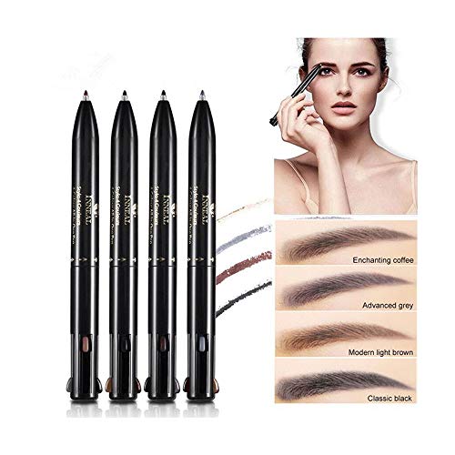 4 in 1 waterproof eyebrow pencil 4 color combination makeup pen black gray dark brown light brown rotating eyebrow pencil easy to color