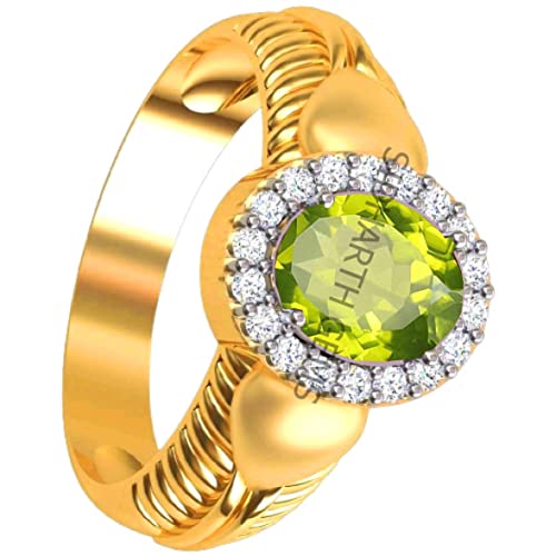 Bague péridot vert naturel AA++ et panchdhatu ajustable de prestige