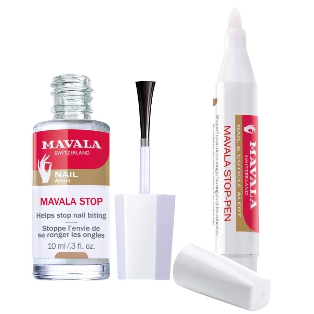 Mavala Stop & Mavala Stop-Pen – Lot de 2 Solutions Anti-Rongement Ongles – Format Classique & Stylo Pratique – Aide à Stopper l’Habitude Chez Adultes & Enfants