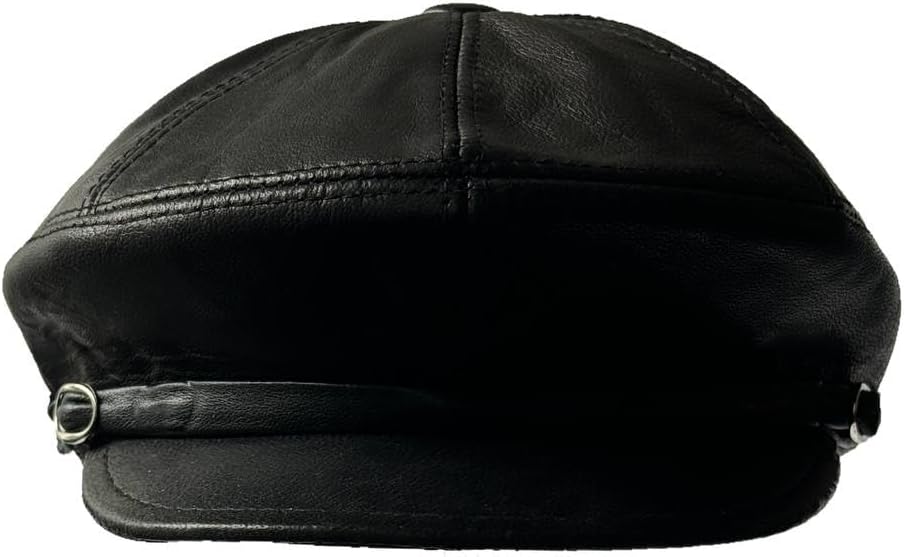 Men's Leather Newsboy Cap Cabbie Beret Real Leather Flat Hat Vintage Style Ascot Hat