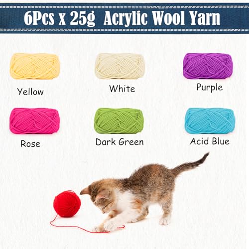 Crochet Yarn 6Colors x 25g Yarn for Crochet Wool Knitting Coloured Acrylic Yarn Crochet Kits for Beginners Adults Wool for Crochet Knitting and Crafts - Image 2