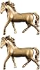 NUOBESTY 2pcs Brass Chinese Fortune Horse Statues - Feng Shui Figurines and Sculptures for Home Office Car Dashboard Table Decors