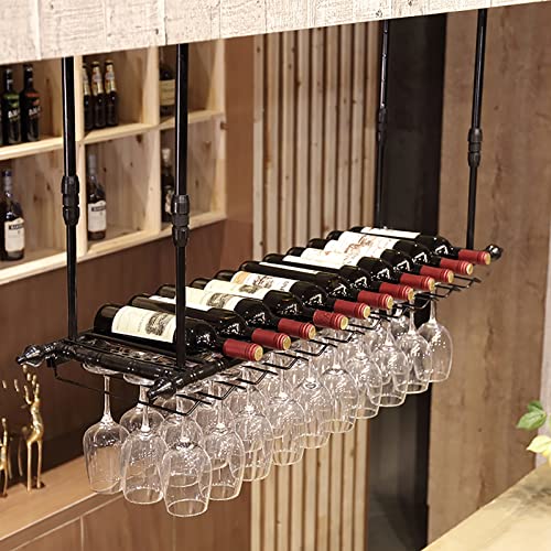 Casier à vin suspendu plafond étagère range-bouteilles bar design
