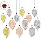 GOLDEROC 12 Stück Fensterdeko Hängend Modern, Blätter Deko Aus Metall, Kristallglasanhänger, Herbstdeko zum Aufhängen,Geeignet für Fensterdekoration oder als Geschenk (4 Farben, Pfirsichform)