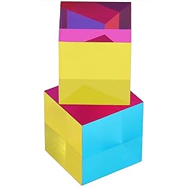 ZhuoChiMall CMY Mixing Color Cube, 50mm (2.0 inch) Colorful Acrylic CMYcube Prism for Home or Office Desktop Decoration, STEM/STEAM Toys, Science Educational Toys Gifts for Kids