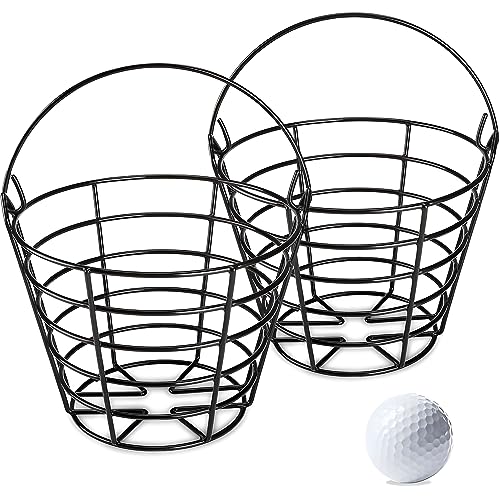 10L0L 2 Pack Metal Range Golf Ball Baskets with Handle, Golf Ball Storage Bucket, Holds 50 Balls Each (Balls Not Included) - Image 5