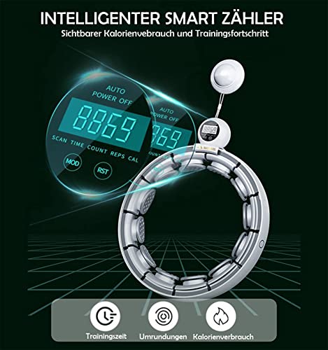 Foto von Sadandos Smart Hula Hoop Fitnessgerät für Zuhause, Hula Hoop-Reifen Leise, Abnehmen Geräte mit Intelligenter Verstellbarer Zähler, Hoola Hup Reifen Fitness mit Einstellbare Größe und Massagenoppen