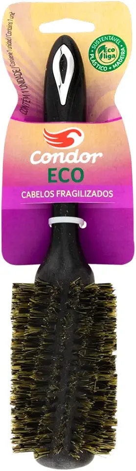 Condor, Escova de Cabelo, Eco, Alisa e Modela, Feita de Ecoliga, Cabelos Fragilizados, Grande, Preta