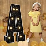 imprsv 3FT Black Marquee Light Up Letters for Black Birthday Party Decorations, Large Black Marquee Letters for Black and Gold Party Decorations Event Anniversary Party Decor, Letter A