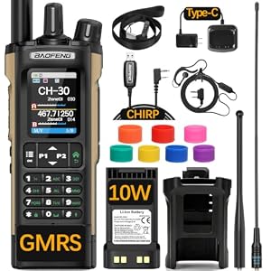 BAOFENG GMRS Radio Handheld Radio, Rechargeable GM32 Walkie Talkies Long Range for Adults, NOAA Weather Emergency GMRS Repeater Two Way Radio with USB-C Charger for Off-Road Trips Survival