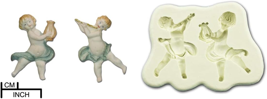 Musical Cherubs with Flute and Harp Mould Small - Image 3