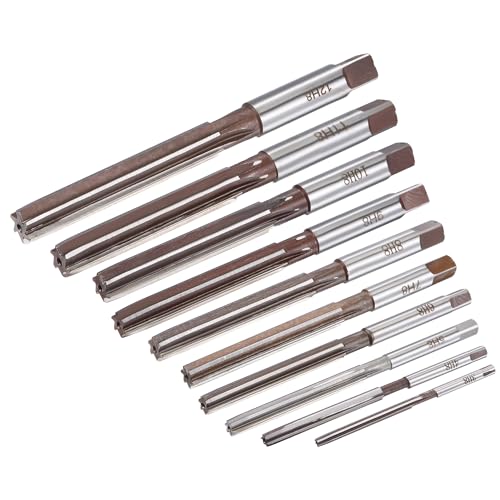 sourcing map Reibahle set 10tlg. 3/4/5/6/7/8/9/10/11/12mm, Genauigkeit H8, Kohlenstoff 6 Nute Zylinderschaft Handreibahle