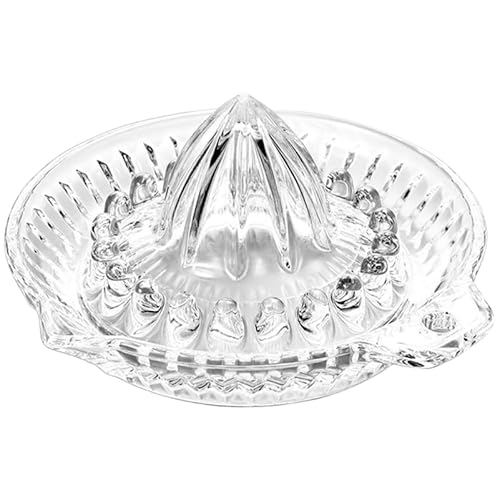 ABOOFAN Manual Citrus Juicer Glass Handheld Fruit Squeezer Portable Juicer Press with Spout for Kitchen Bar Camping 5.71X5.31X2.76In