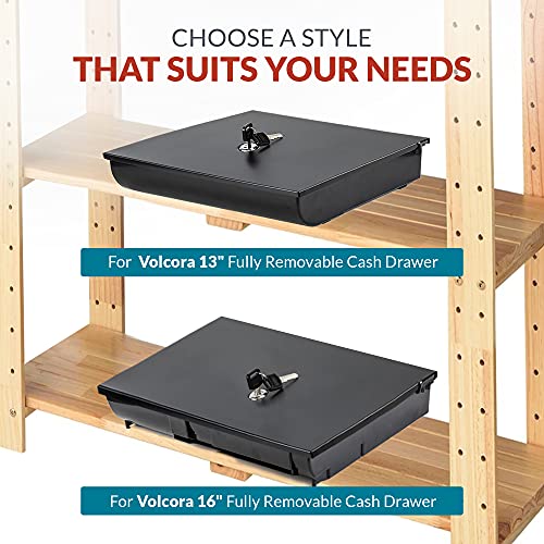 Cash Drawer Tray With Locking Cover - 11.7 X 10.3 X 2.3 Inch Metal Cash Lock Box With Lid - 4 Bill / 5 Coin Cash Tray Money Organizer For Volocara 13” Fully-Removable Cash Drawers - For Business Use #TOP6