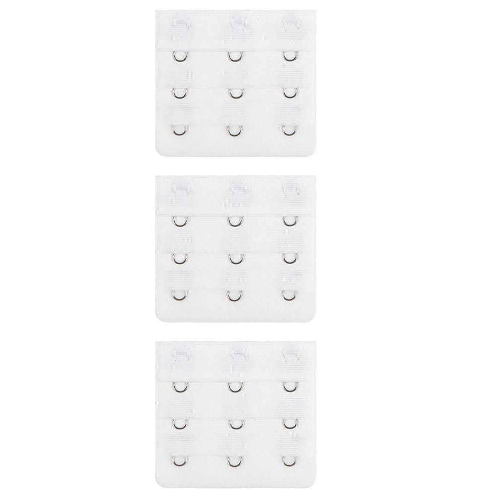 Lansonee 3 Pcs Women Comfortable Bra Strap Extenders Extensions Elastic Extender Set 3 Hooks (White)