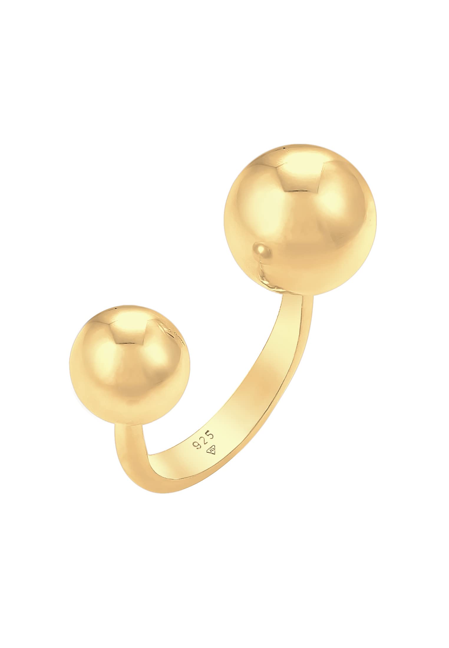 Elli Women's 925 Sterling Silver Gold Plated Ball Adjustable Ring