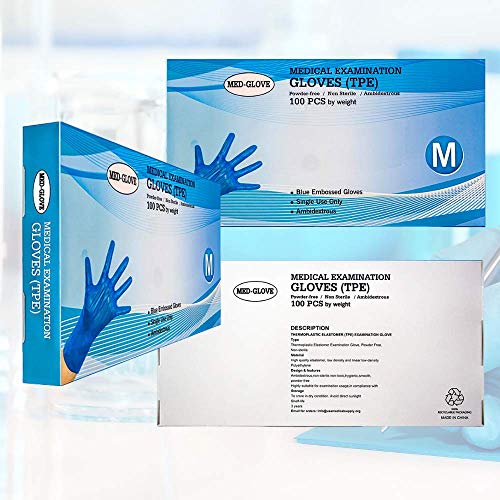 3000 Pcs Medical Examination Gloves (TPE) 4.3Mil Thick Disposable, Comfortable - Thumbnail 3