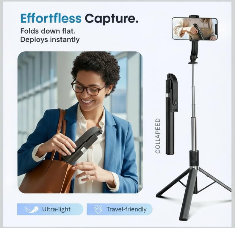 Image of 6FT Selfie Stick Tripod Stand with LED Light - 3-in-1 Phone Stand with Bluetooth Remote & Rechargeable Ring Light for Photos, Makeup, Vlogging, and Video Calls (6FT Stick with Light)