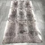 Natural Rabbit Fur Sofa Bed Throw Blanket,Rug,Rabbit Pelt Skin Fur Blankets/Plates Furry Soft Warm Lush Throw Home Decoration Reprocessed DIY Materials (21.65' x 43.3' Grey)