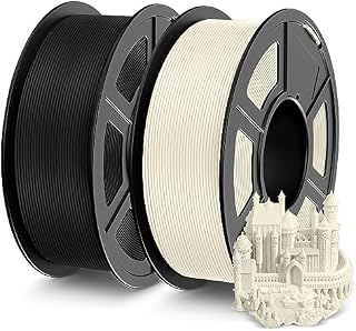 SUNLU AntiString PLA 3D Printer Filament, No Stringing 1.75mm PLA 3D Filament, Neatly Wound 3D Printing Filament, Fast Printing for 3D Printer, Dimensional Accuracy +/- 0.02mm, 2KG, Black+Cream White