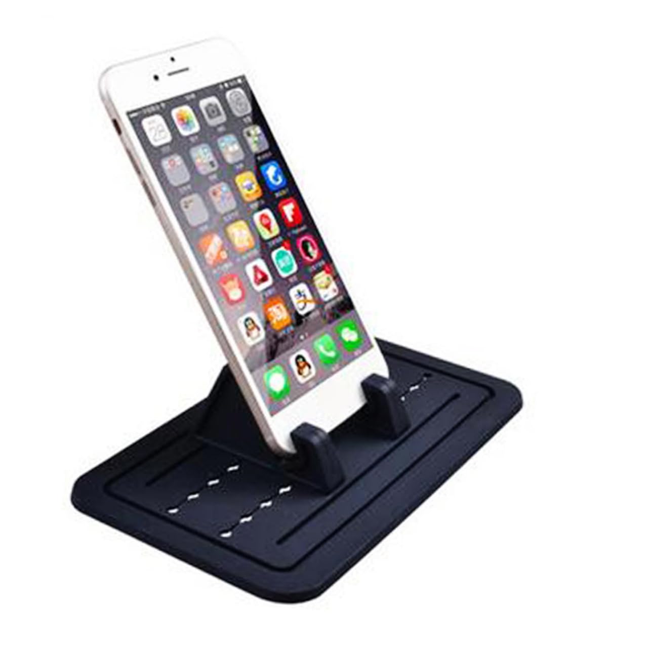 KALLORY Car Dashboard Phone Holder Silicone Stand for Mobile Devices Desktop Navigation Mount Compatible with Smartphones Black