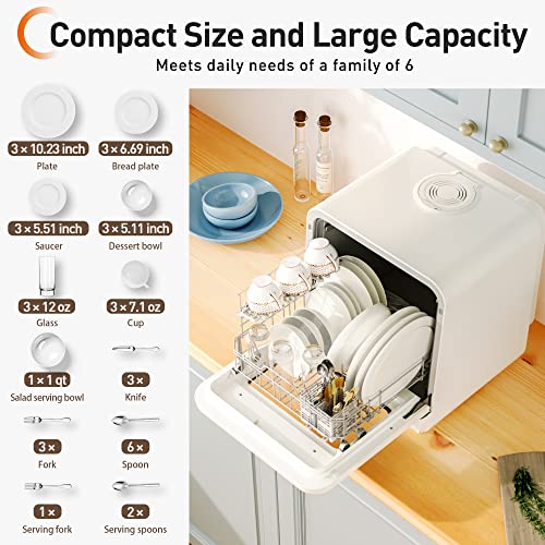 Joyoung Portable Countertop Dishwasher, 5L Built-In Water Tank, 5 Washing Programs With Air-Dry Function, 360° Dual Spray Arms, Compact Size And Large Capacity For A Family Of 6 #TOP2
