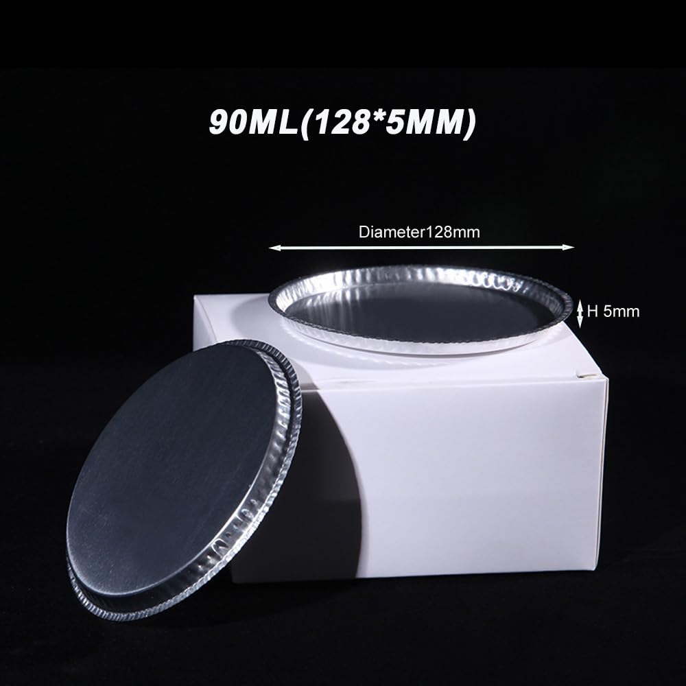 Aluminum Sample Pan for Moisture Analyzers - 128x5mm(5x0.2 inches) Disposable Aluminum Foil Weighing Dish for Laboratory Moisture Balances, Pack of 100 (90ml)