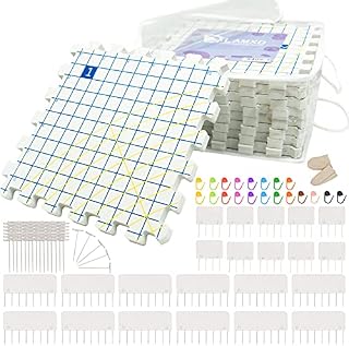 LAMXD Blocking Mats for Knitting - Extra Thick Blocking Boards with Grids with 25PCS Knitting blockers and 100 T-pins for Needlework or Crochet - Pack of 9
